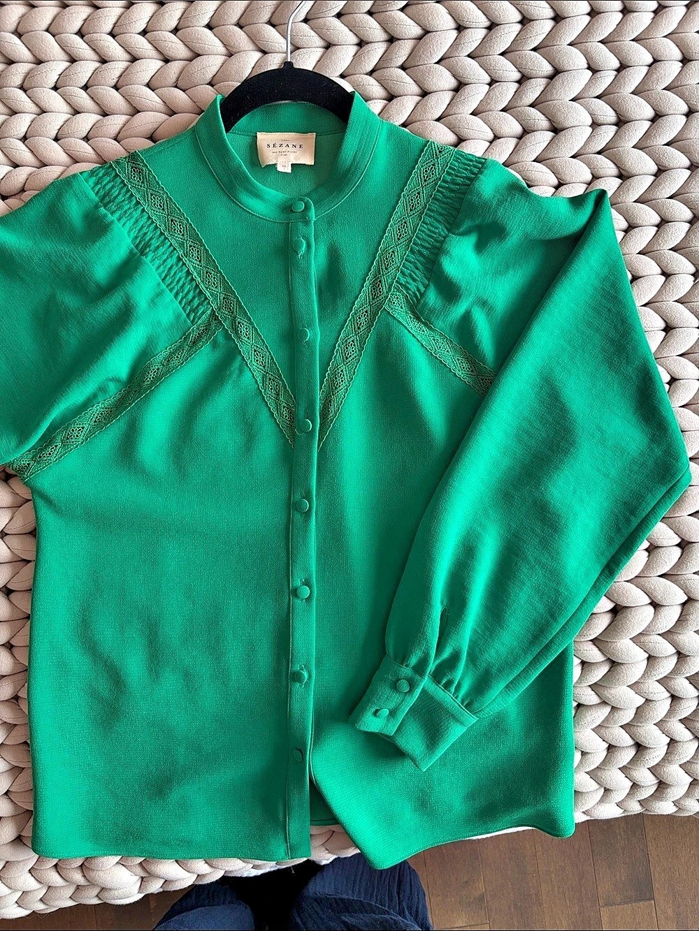 Sézane Green Blouse Like New